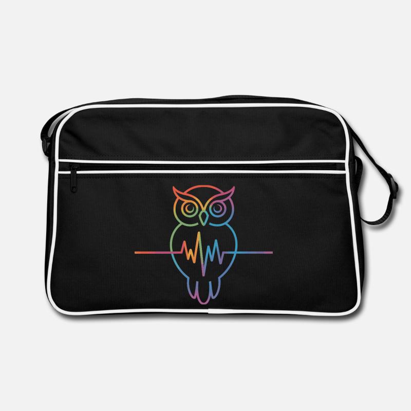 Regenbogen Eule Herzschlag Design Retro Tasche