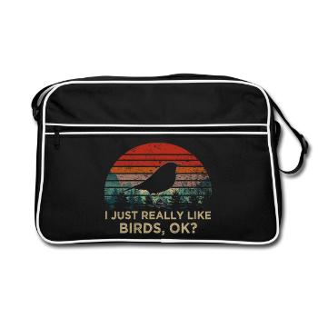 I Just Like Birds – Vintage Silhouette Bird - Retro Bag - black/white - Front