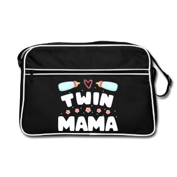 Maman jumelle Grossesse Maman de jumeaux - Sac Retro - noir/blanc - Devant