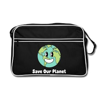 Terre souriante : sauvez notre planète - Sac Retro - noir/blanc - Devant