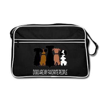 Hunde sind meine Lieblingsmenschen - Retro Tasche - Schwarz/Weiß - Vorne