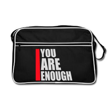 You Are Enough Self Love Motivational Quote - Retro Bag - black/white - Front