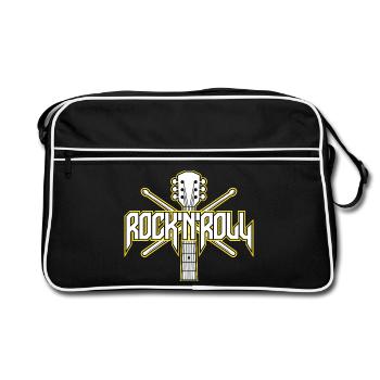 RockNroll Guitar and Drumsticks Emblem - Retro Bag - black/white - Front