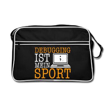 Science Coder DEBUGGING IST MEIN SPORT LUSTIG - Retro Tasche - Schwarz/Weiß - Vorne