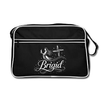 Imbolc Brigid & Flame - Symbol & Cross - Retro Bag - black/white - Front