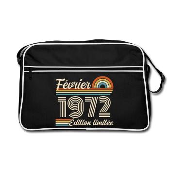 Born in February 1972 | 54th Anniversary - Retro Bag - black/white - Front