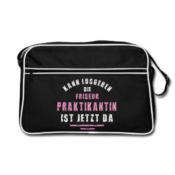 Hairdressing intern, thank you for your internship at the hair salon - Retro Bag - black/white - Front