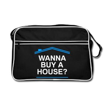 Acheter une maison ? Agent immobilier drôle - Sac Retro - noir/blanc - Devant