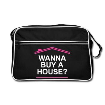 Acheter une maison ? Agent immobilier drôle - Sac Retro - noir/blanc - Devant