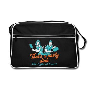Pickleball-Spieler, der ein fieser Dink Agile Court ist - Retro Tasche - Schwarz/Weiß - Vorne