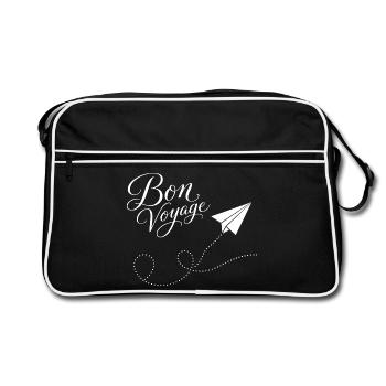 Motif d’avion Bon Voyage en train en papier - Sac Retro - noir/blanc - Devant