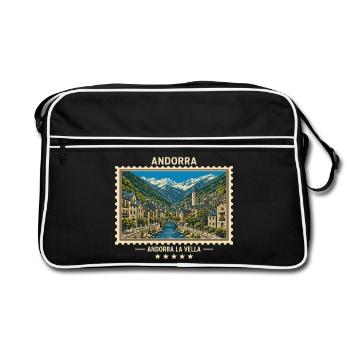 Andorra Andorra la Vella Vintage Reisemarke - Retro Tasche - Schwarz/Weiß - Vorne