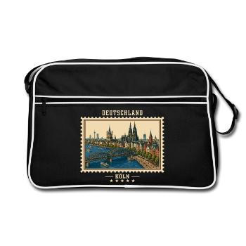 Deutschland Köln Vintage Reisemarke - Retro Tasche - Schwarz/Weiß - Vorne