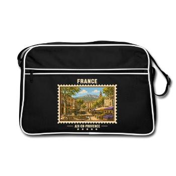 Frankreich Aix-en-Provence Vintage Reisemarke - Retro Tasche - Schwarz/Weiß - Vorne