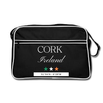 Cork Irland Souvenir – Reise minimalistisch - Retro Tasche - Schwarz/Weiß - Vorne