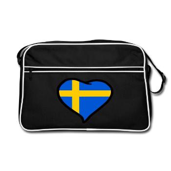 Drapeau du cœur de la Suède - Sac Retro - noir/blanc - Devant