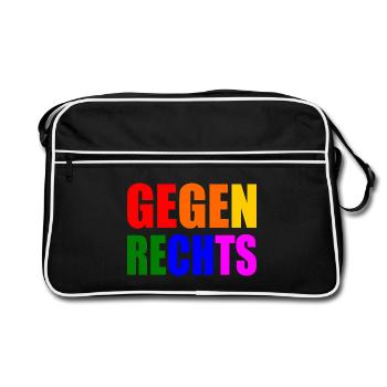 Gegen rechts - Retro Tasche - Schwarz/Weiß - Vorne