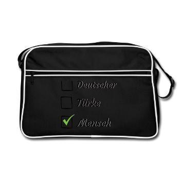 Deutscher Türke Mensch Ausländer Anti-Rassismus - Retro Tasche - Schwarz/Weiß - Vorne