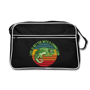 La vie est meilleure avec un caméléon - Sac Retro - noir/blanc - Devant