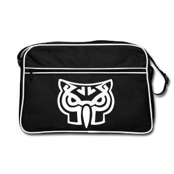 Weißer Eulenkopf - Retro Tasche - Schwarz/Weiß - Vorne