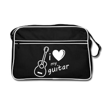 Guitare Symbol Heart Music Musicien École graphique - Sac Retro - noir/blanc - Devant