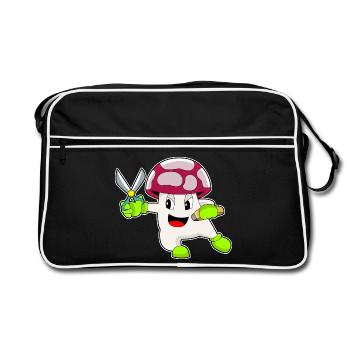 Ciseaux de coiffeur aux champignons - Sac Retro - noir/blanc - Devant