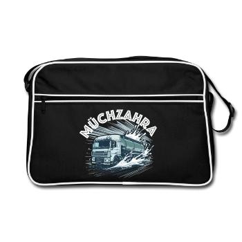 müchzahra milchzahra milch lkw dialekt österreich - Retro Tasche - Schwarz/Weiß - Vorne