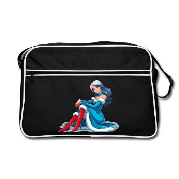 Ded Moroz Snegurotschka russischer Weihnachtsmann - Retro Tasche - Schwarz/Weiß - Vorne