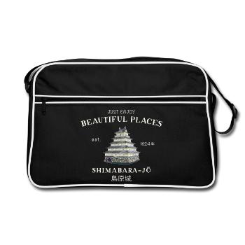 Shimabara Castle, Japan, Beautiful Places Drawing - Retro Bag - black/white - Front