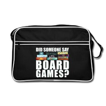 Brettspiele Spruch - Did someone say board games? - Retro Tasche - Schwarz/Weiß - Vorne