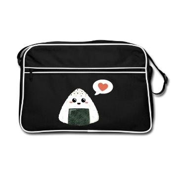 Onigiri kawaii avec cœur - Sac Retro - noir/blanc - Devant