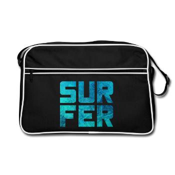 Surfer Mandala Pattern Surfing Camping Sports Water - Retro Bag - black/white - Front