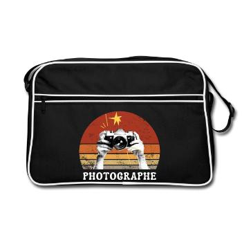 Vintage Retro Photographer Setting Sun - Retro Bag - black/white - Front