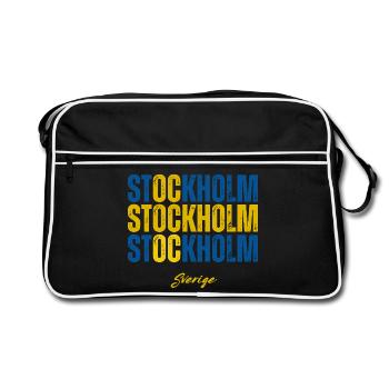 Stockholm, Suède, fierté suédoise - Sac Retro - noir/blanc - Devant
