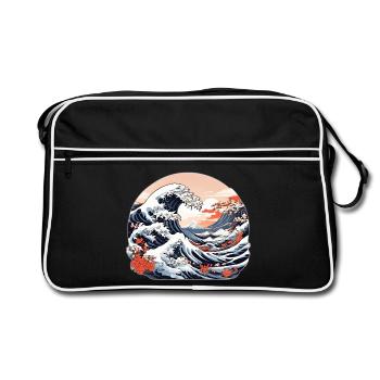 Great Wave of Kanagawa - Retro Bag - black/white - Front