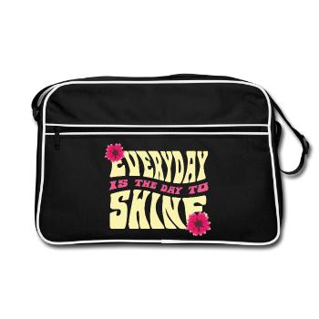 Jeden Tag Strahlen Design - Retro Tasche - Schwarz/Weiß - Vorne