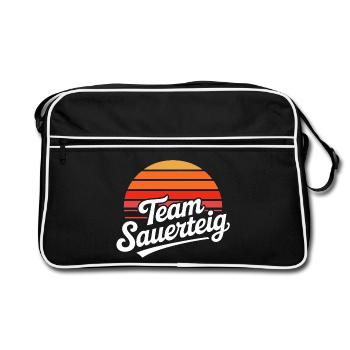 Team Sauerteig Sonnenuntergang - Retro Tasche - Schwarz/Weiß - Vorne