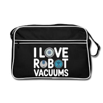 I Love Robot Vacuums Staubsauger Roboter - Retro Tasche - Schwarz/Weiß - Vorne