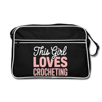 This Girl Loves Crocheting - Retro Tasche - Schwarz/Weiß - Vorne