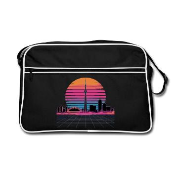Neon Skyline Retro Sunset - Retro Bag - black/white - Front