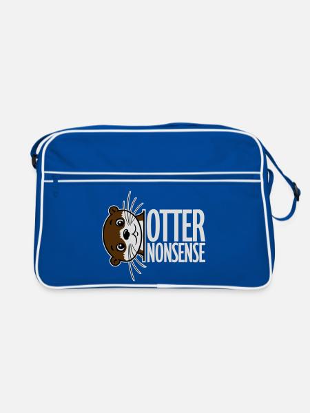 Otter Nonsense Funny Pun Otter Love Saying - Retro Bag - blue/white - Front