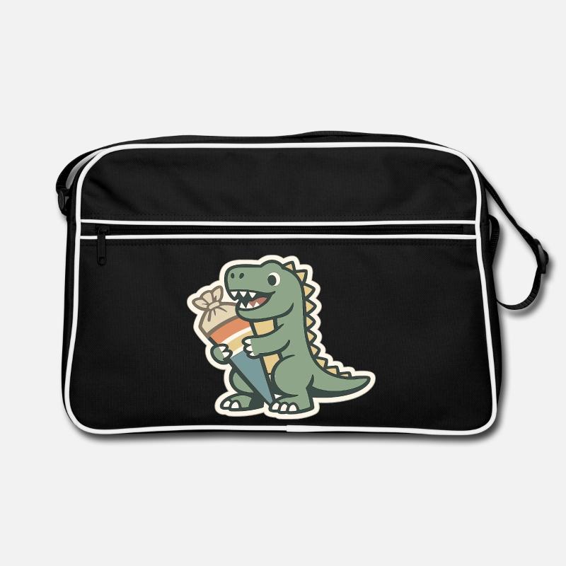 Dino Einschulung Personalisierbar Name Schule Retro Tasche