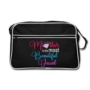 Mother Is The Most Beautiful Jewel Floral Diamond  - Retro Bag - black/white - Front