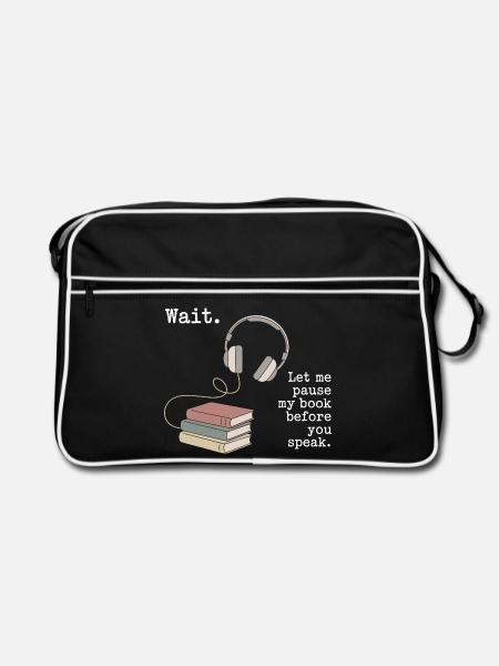 Hörbuch Kopfhörer Bücher - Retro Tasche - Schwarz/Weiß