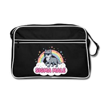 Sigma Male Wolf – Funny Meme Design - Retro Bag - black/white - Front