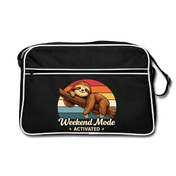 Weekend Mode Activated Sloth Shirt Funny - Retro Bag - black/white - Front
