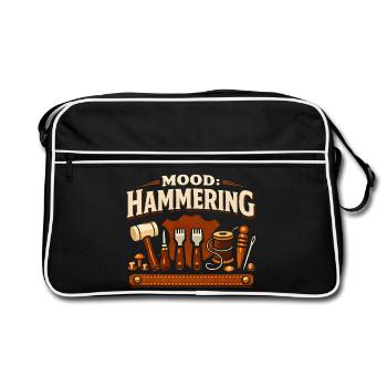 Stimmung: Hämmern | Lederwerkzeug - Retro Tasche - Schwarz/Weiß - Vorne