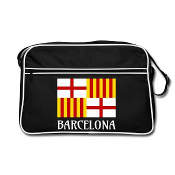Flag Red White Yellow Barcelona Patriotic Banner - Retro Bag - black/white - Front
