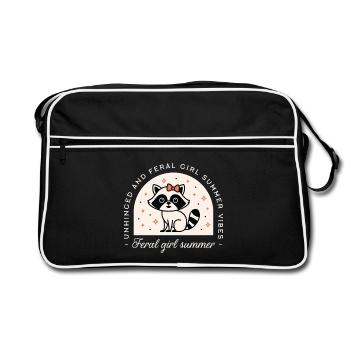 Feral girl summer raccoon - Retro Bag - black/white - Front