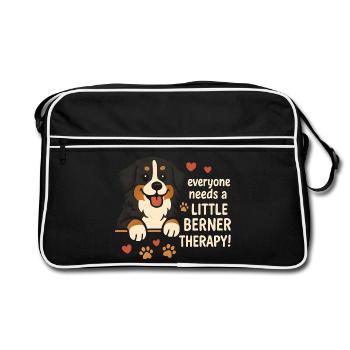 Chien de montagne bernois Petit Berner Humour de chien de thérapie - Sac Retro - noir/blanc - Devant